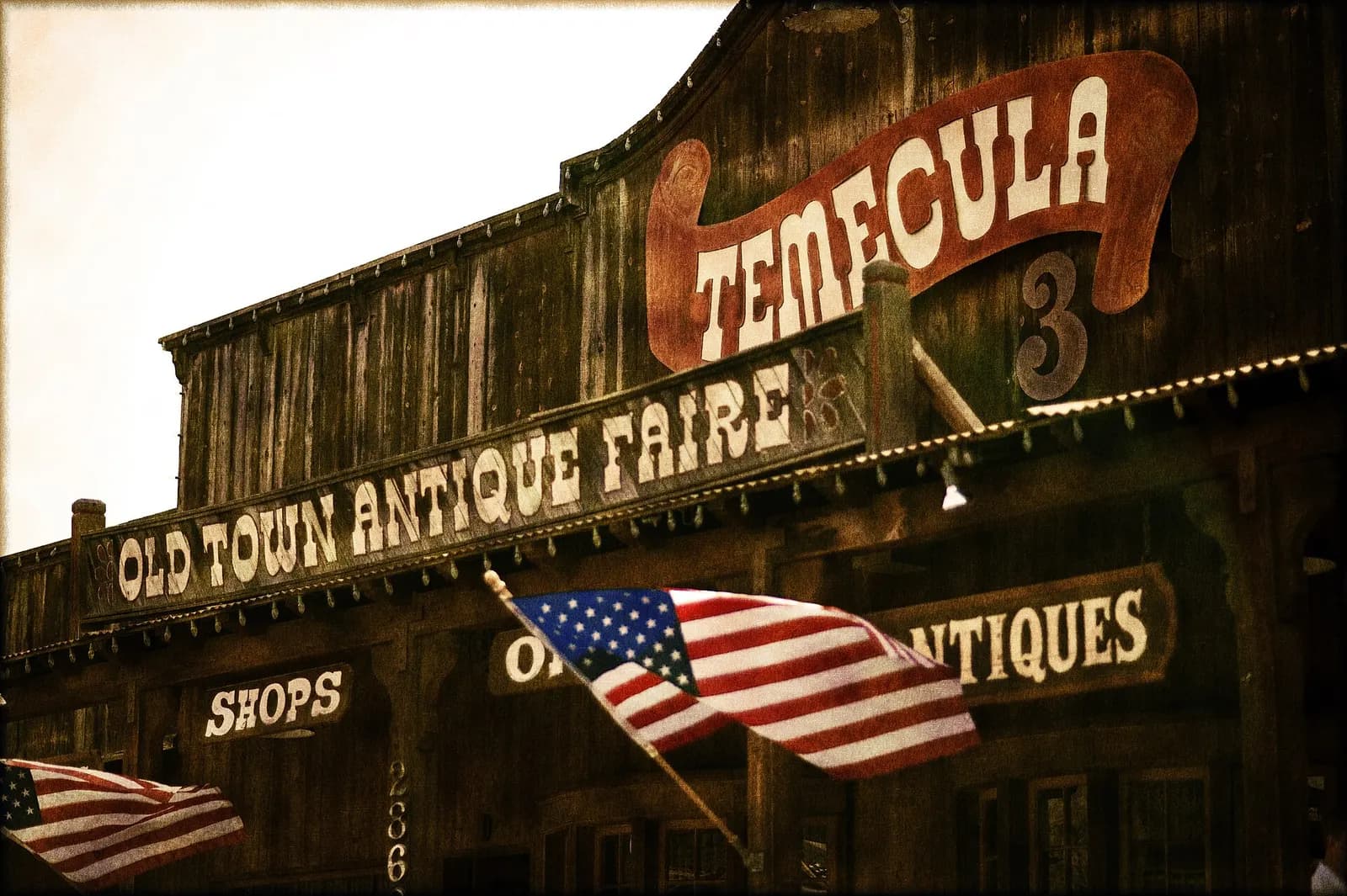 Wooden storefront and Temecula sign in Old Town